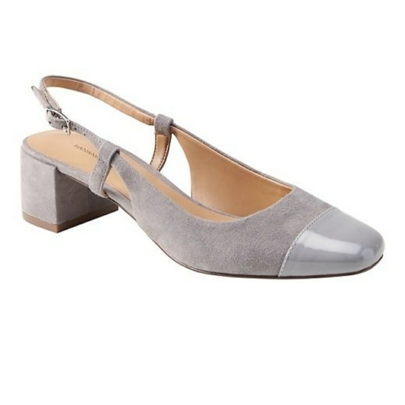 Banana Republic grey sling back low block heals 7M - Picture 1 of 7